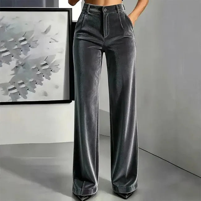 Vikta High Waist Wide Leg Trouser Grey