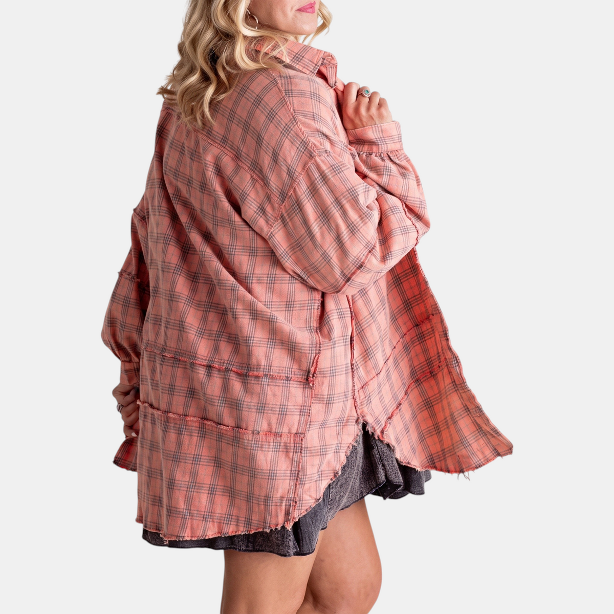 Jules | Women's Raw Hem Shirt Oversized Long Sleeve Blouse