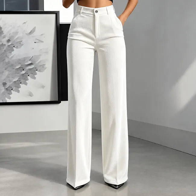 Vikta High Waist Wide Leg Trouser White