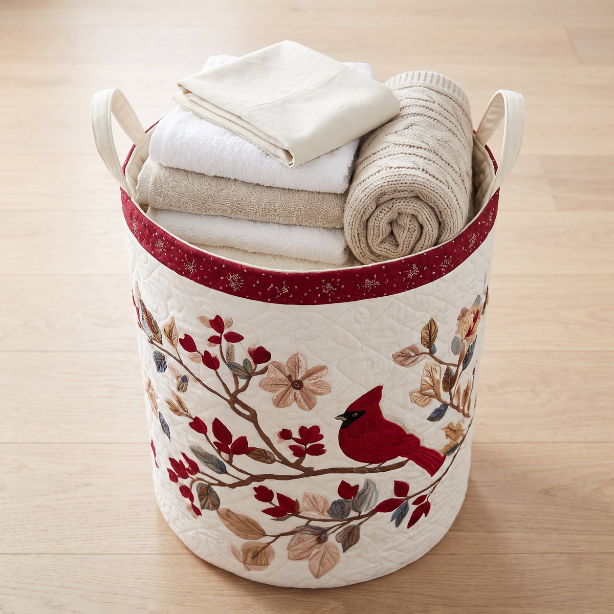 Carmine Leaves Quilted Basket │ B1G1