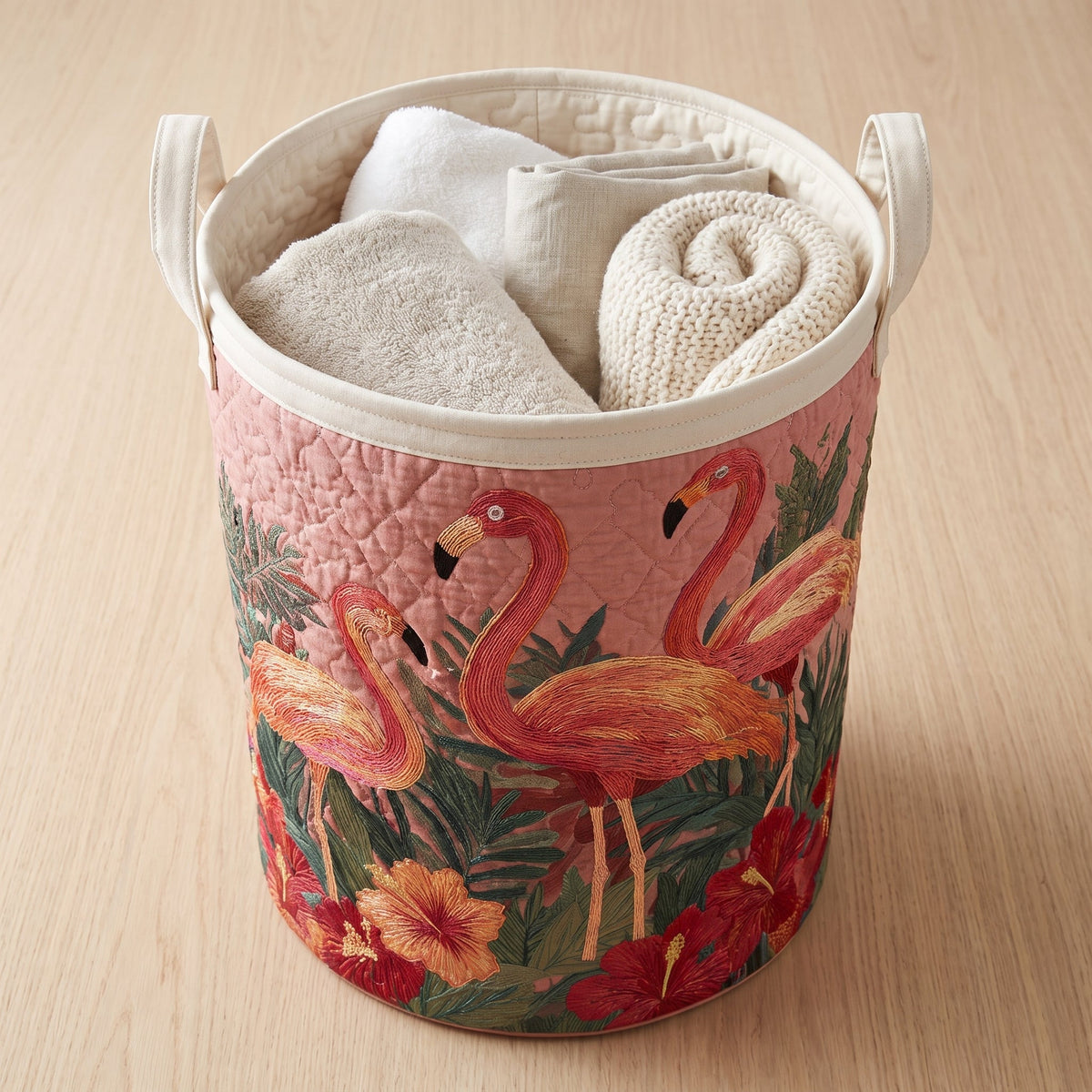Flamingos in the Sun Quilted Basket │ B1G1
