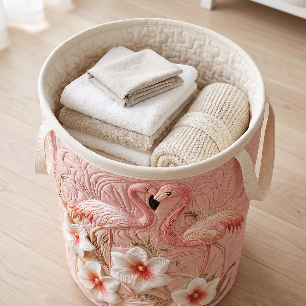 Floral Flamingo Quilted Basket │ B1G1