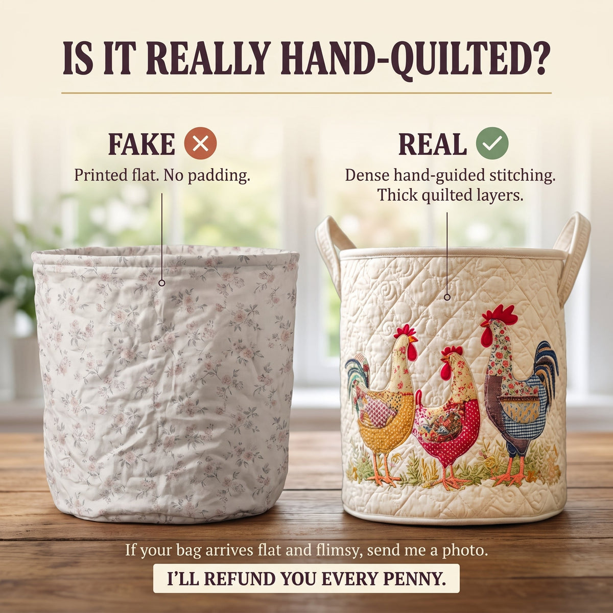 Cheerful Chicken Coop Quilted Basket │ B1G1