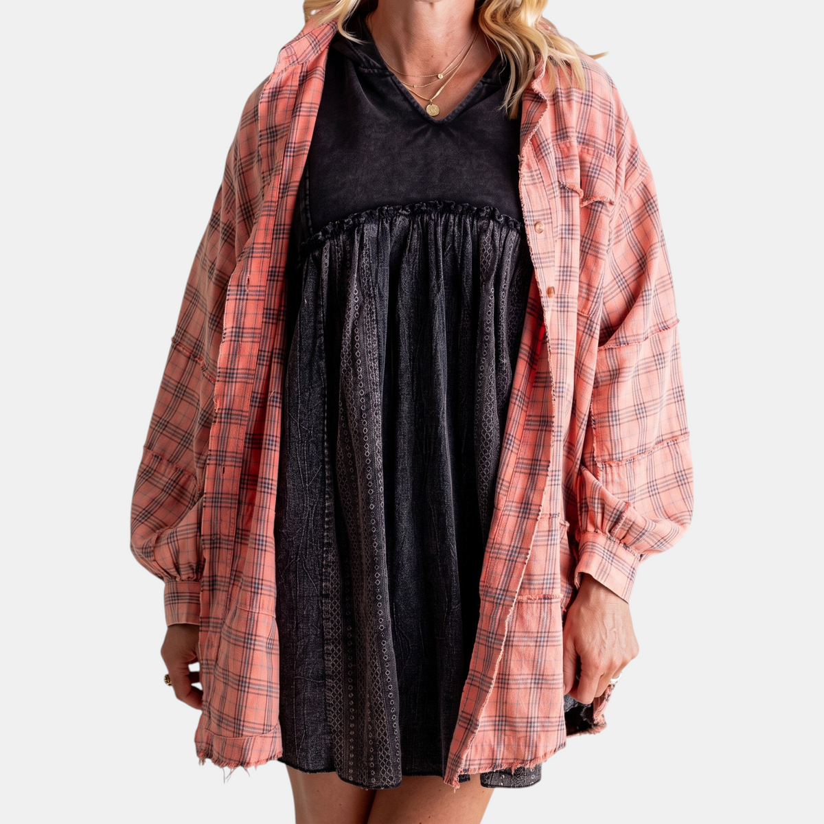 Jules | Women's Raw Hem Shirt Oversized Long Sleeve Blouse
