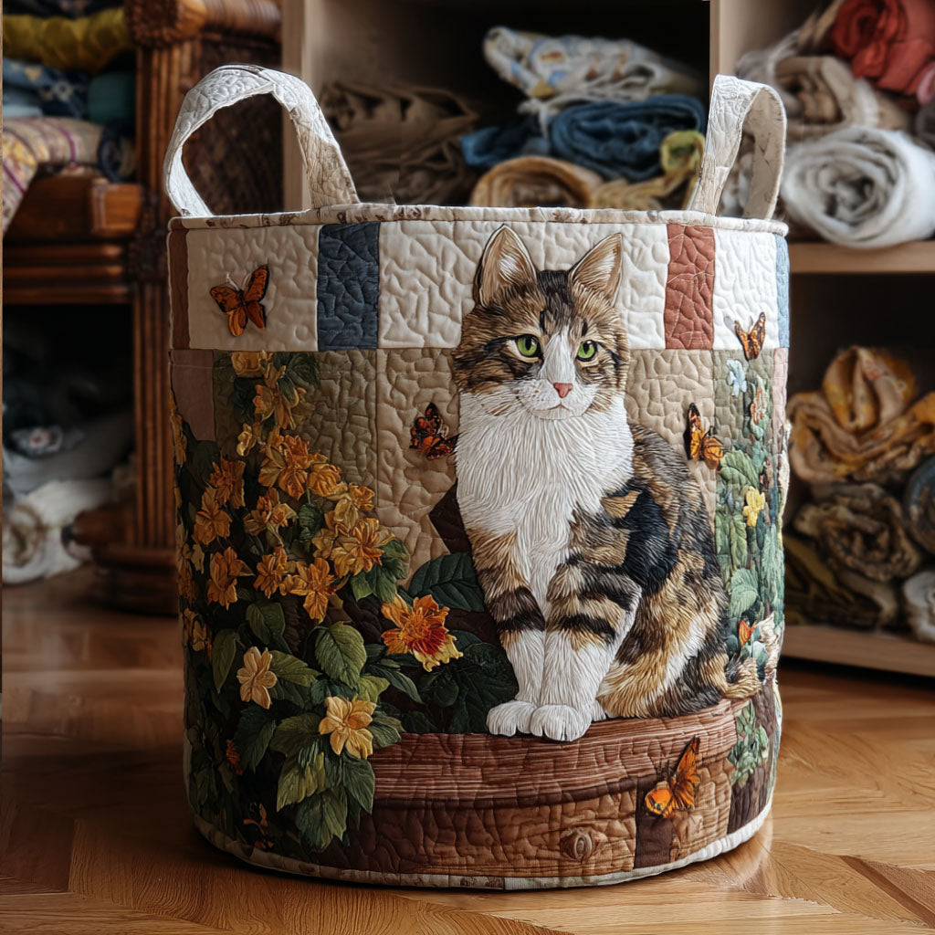 Cat Among the Petals Quilted Basket │ B1G1