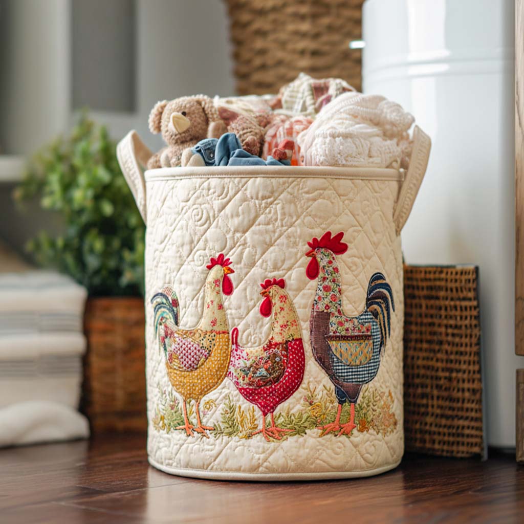 Cheerful Chicken Coop Quilted Basket │ B1G1