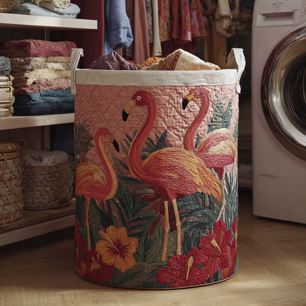 Flamingos in the Sun Quilted Basket │ B1G1