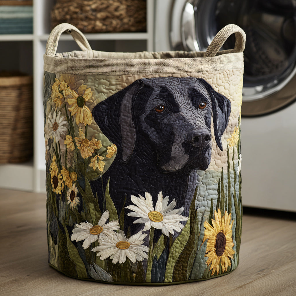 Floral Black Lab Quilted Basket │ B1G1