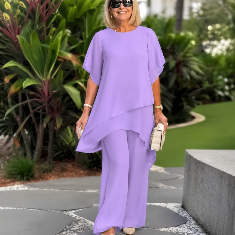 Beverly Elegant Asymmetrical Two Piece Set - Purple