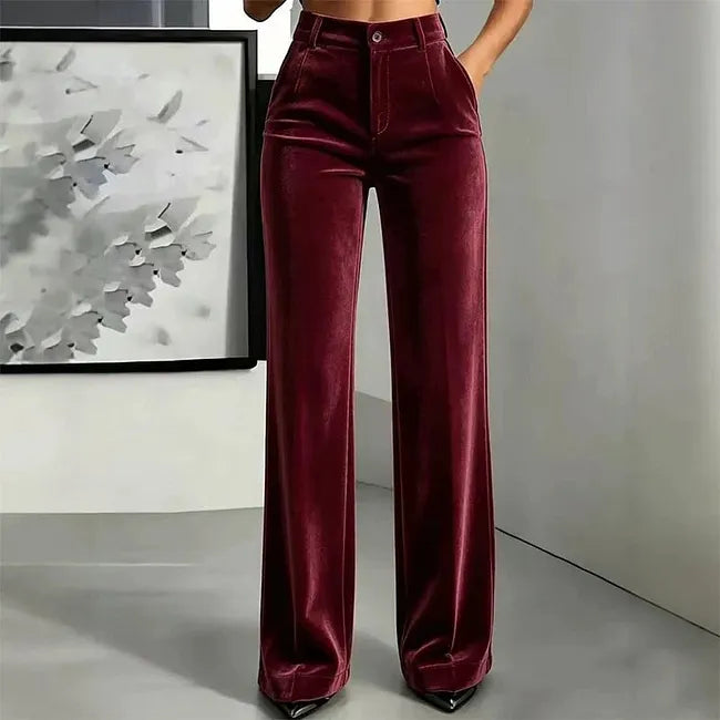 Vikta High Waist Wide Leg Trouser Burgundy