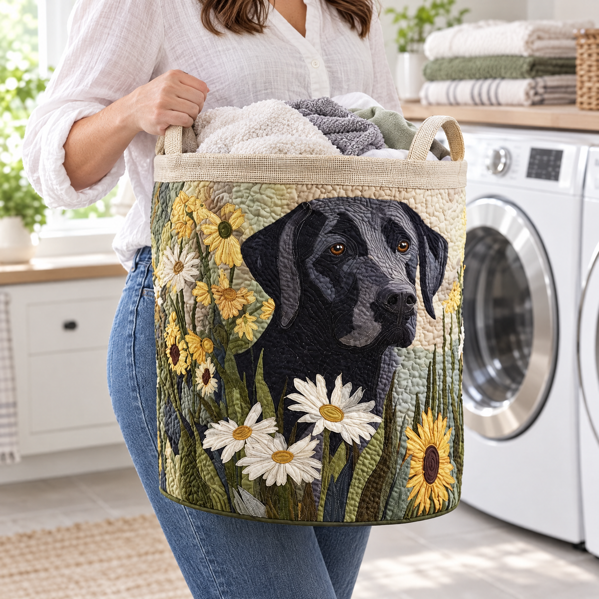 Floral Black Lab Quilted Basket │ B1G1