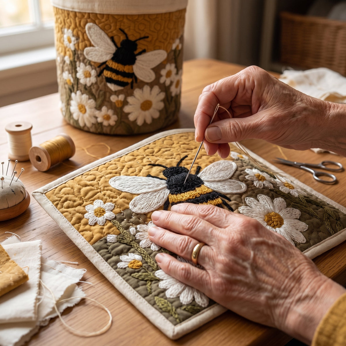 Daisy & Bee Quilted Basket │ B1G1