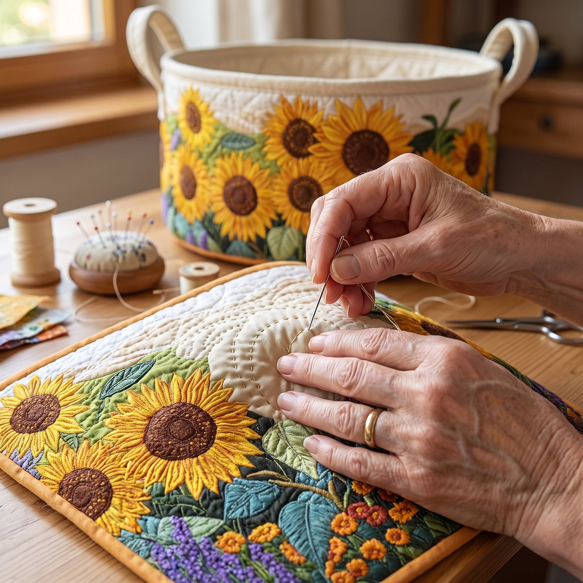 Sunflowers Quilted Basket │ B1G1