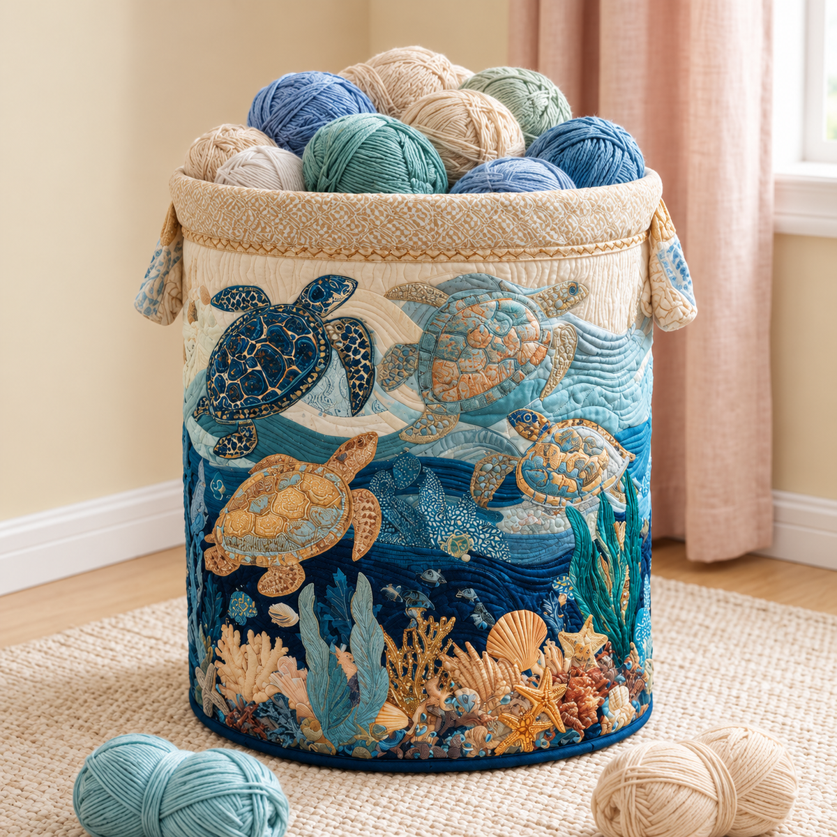 Shell Shine Yarn Basket – Quilted Knitting & Crochet Storage