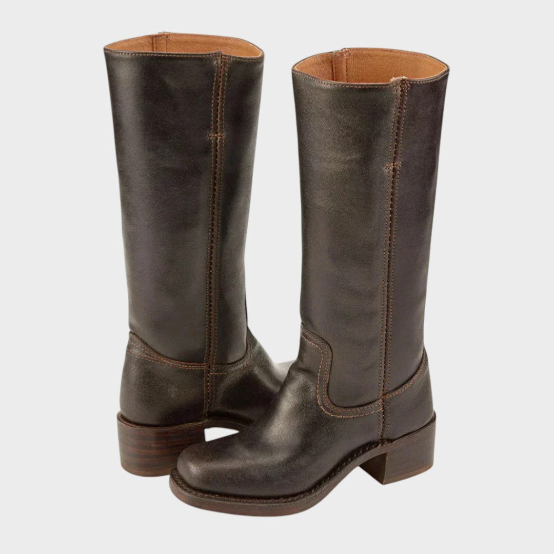 Evie Classic Rise Riding Boots - Dark brown