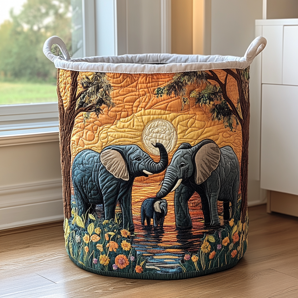 Rustic Elephant Quilted Basket │ B1G1