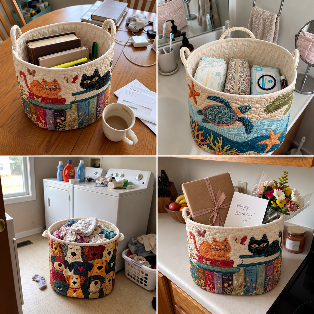 The Brigitte Basket – Handmade Quilted Storage Basket