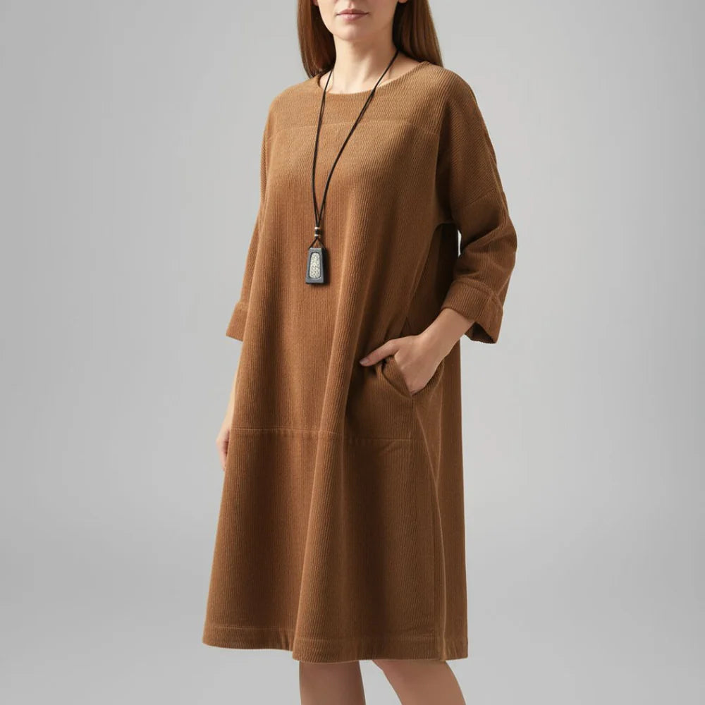 Amy Relaxed Corduroy Midi Dress - lifestyle
