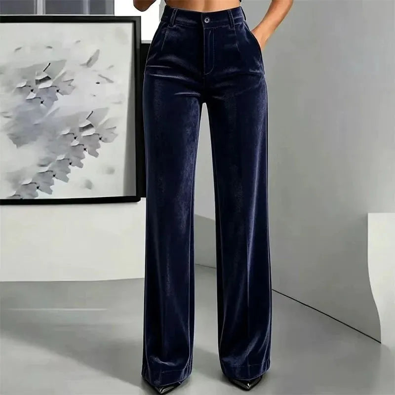 Vikta High Waist Wide Leg Trouser Blue