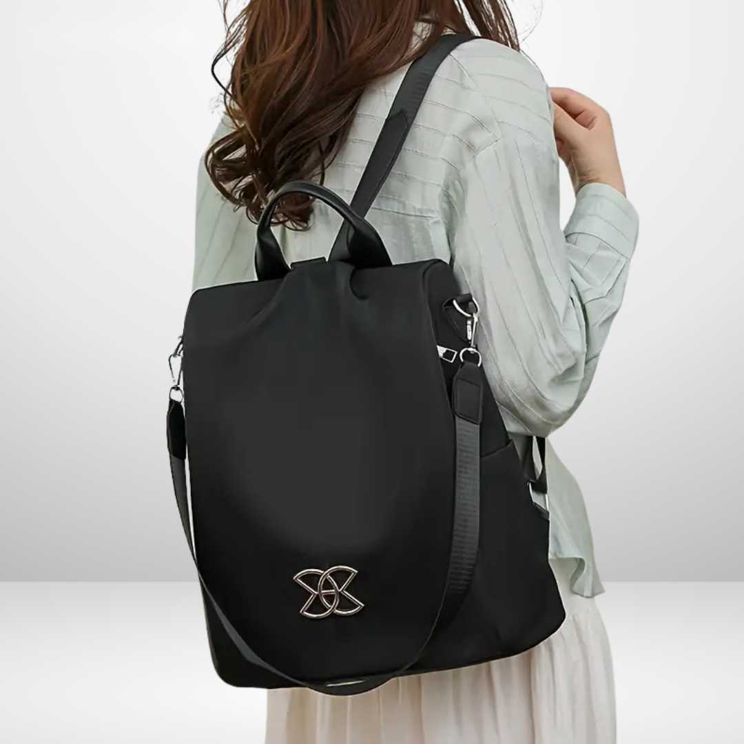 Lucius Anti-Theft Bag - Black, worn over shoulder