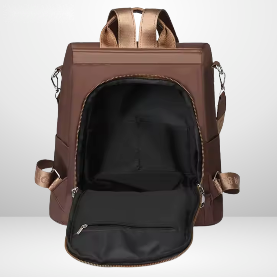 Lucius Anti-Theft Bag - Brown, interior view